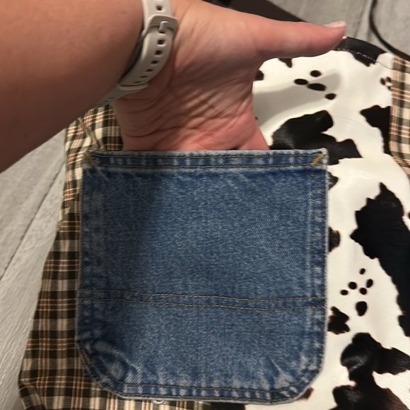 Western Brown and Blue Horse Print Tote Bag - Picture 4 of 9